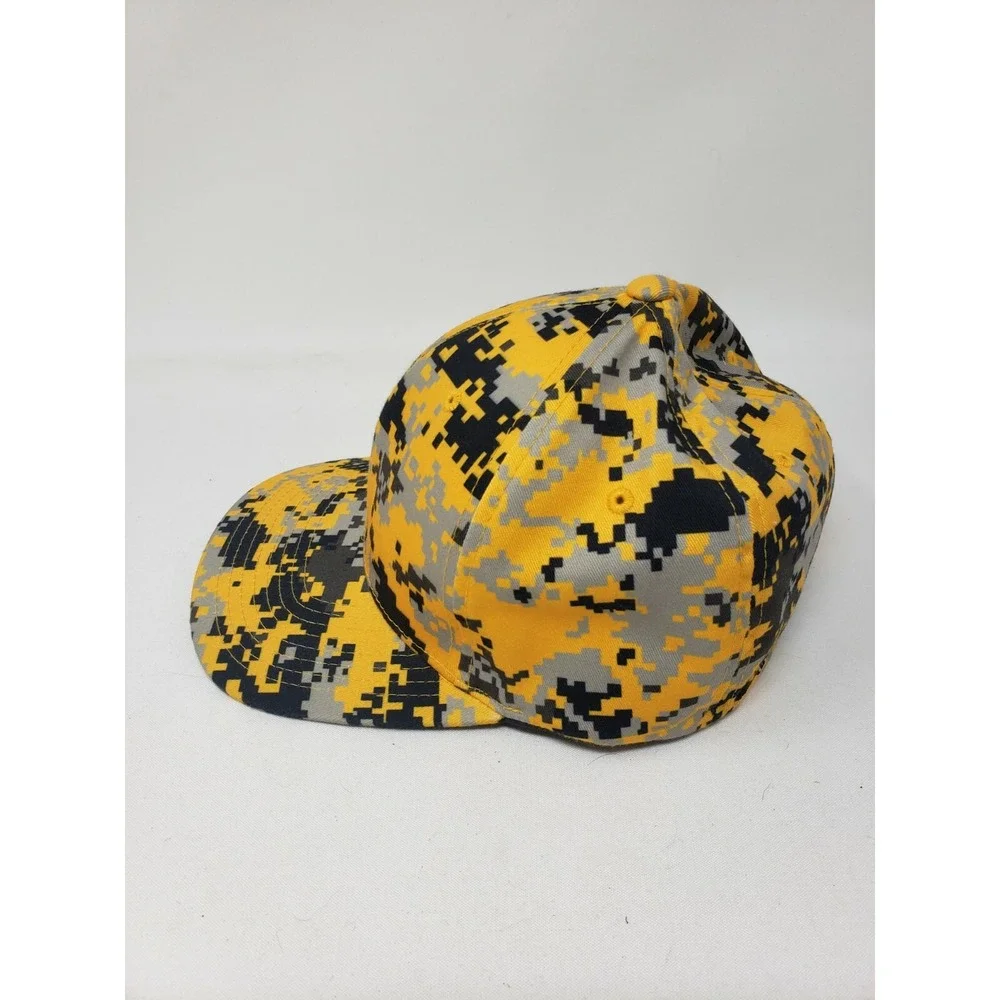 Pacific Headwear 708F Black & Yellow Camo Cap Hat  Lightening Bolt Fitted SM- MD
